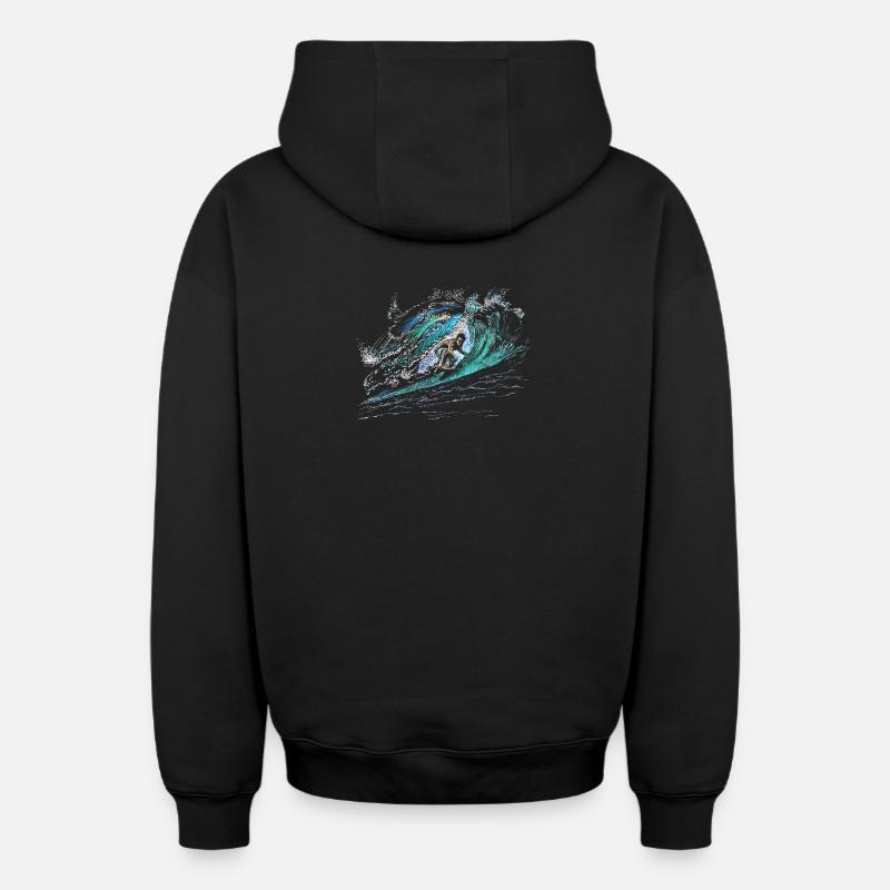 Surfeur - Sweat à capuche unisexe zippé oversize épais SPREAD - noir