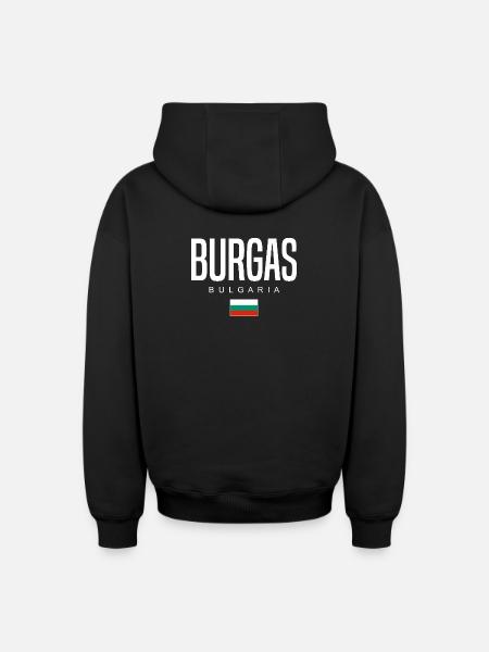 Burgas Bulgaria - Oversized Heavyweight Unisex Zip Hoodie - black