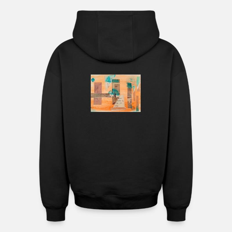 collage - Sweat à capuche unisexe zippé oversize épais SPREAD - noir