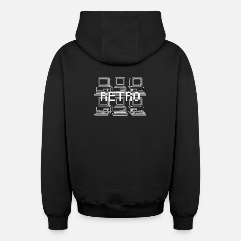 Retro Computer Grid Techno - Oversized Heavyweight Unisex Zip Hoodie - Schwarz