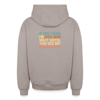 Funny Spreadsheet Designs For Actuary Statistician - Oversized Heavyweight Unisex Zip Hoodie - taupe - Back - AI Model Male 178 light (178cm)