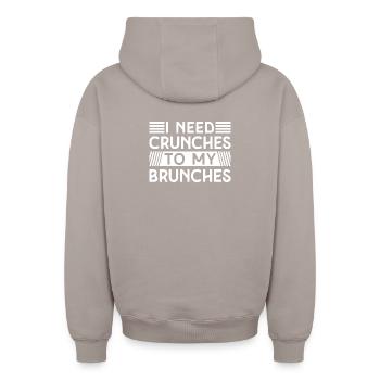 Powerlifting Bodybuilder I Need Crunches Gym - Oversized Heavyweight Unisex Zip Hoodie - taupe - Back - AI Model Male 178 light (178cm)