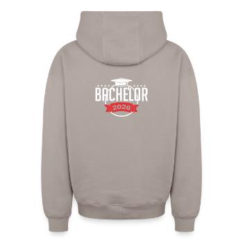 Licence 2026 Remise des diplômes - Sweat à capuche unisexe zippé oversize épais SPREAD - taupe - Dos - AI Model Male 178 light (178cm)