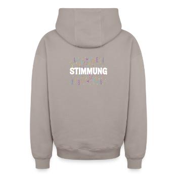 MOOD – Confetti Carnival Carnival Shirt - Oversized Heavyweight Unisex Zip Hoodie - taupe - Back - AI Model Male 178 light (178cm)