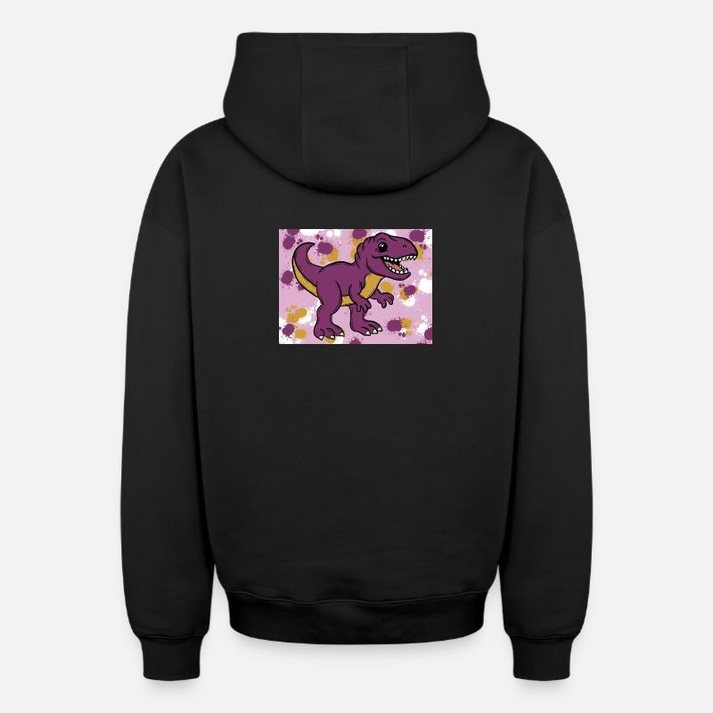 Allosaurus Dino - Sweat à capuche unisexe zippé oversize épais SPREAD - noir