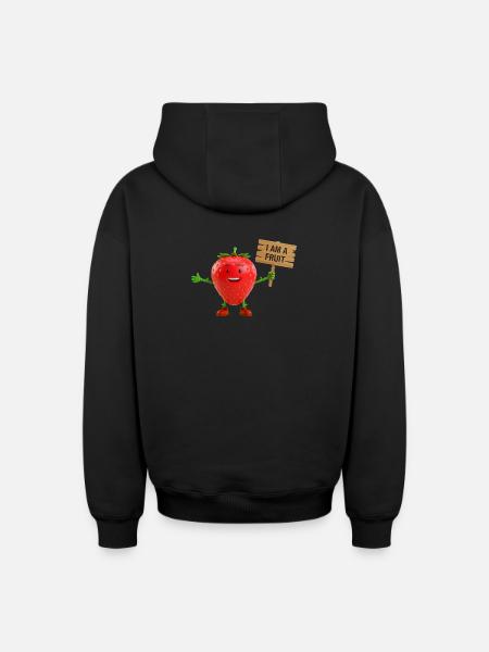 Fraise avec un panneau - Sweat à capuche unisexe zippé oversize épais SPREAD - noir