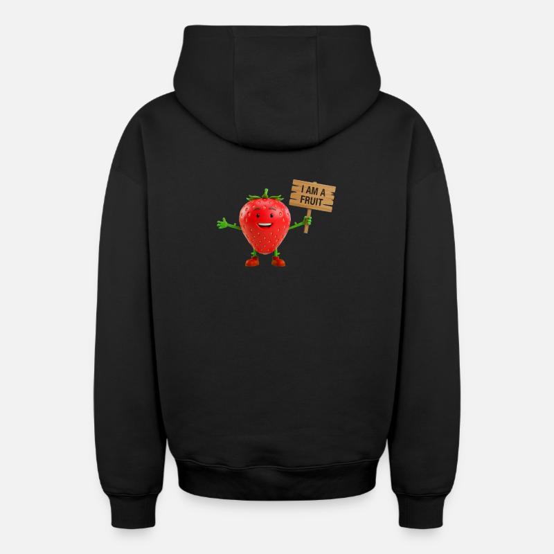 Fraise avec un panneau - Sweat à capuche unisexe zippé oversize épais SPREAD - noir