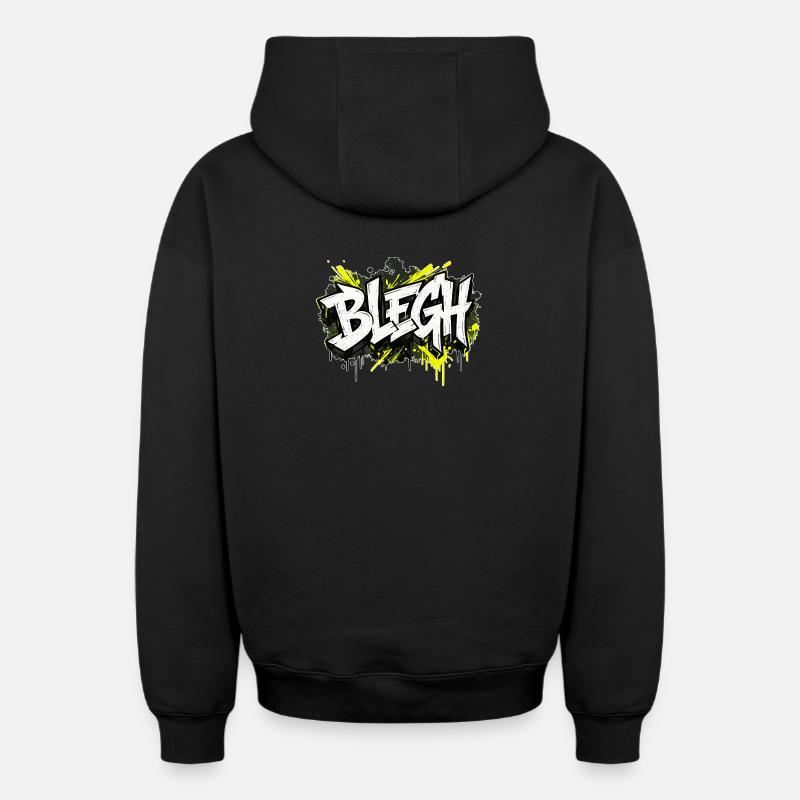 Blegh Graffiti Style - Sweat à capuche unisexe zippé oversize épais SPREAD - noir