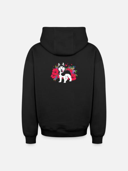 Sibirischer Husky - Oversized Heavyweight Unisex Zip Hoodie - Schwarz