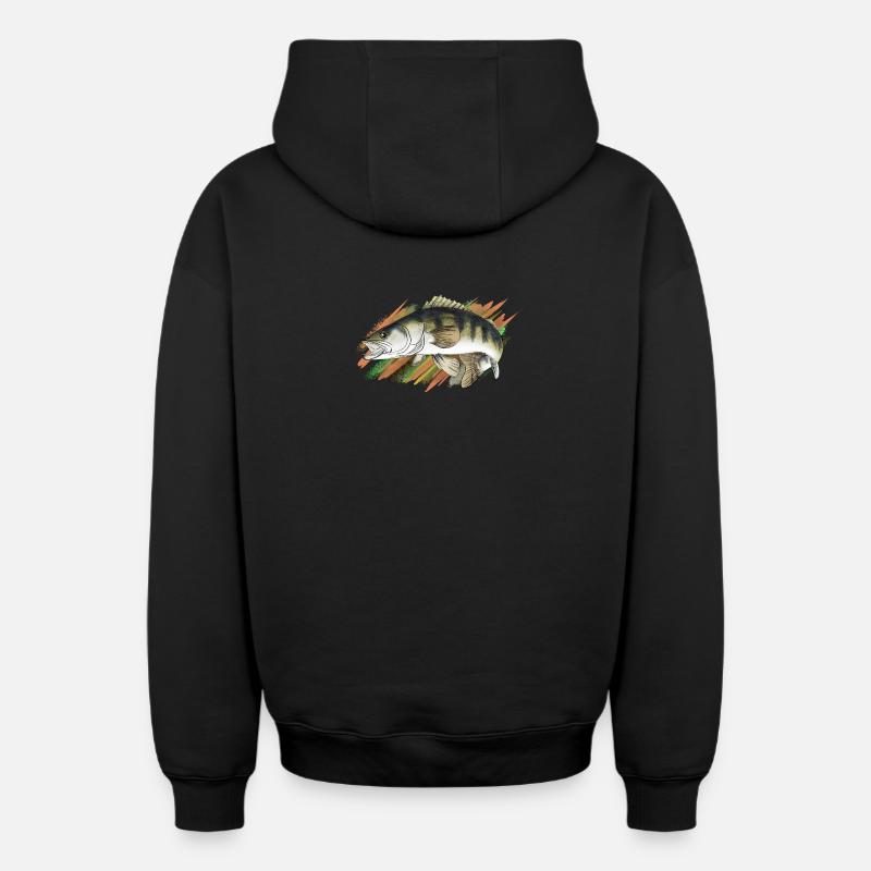 pike-perch - Sweat à capuche unisexe zippé oversize épais SPREAD - noir
