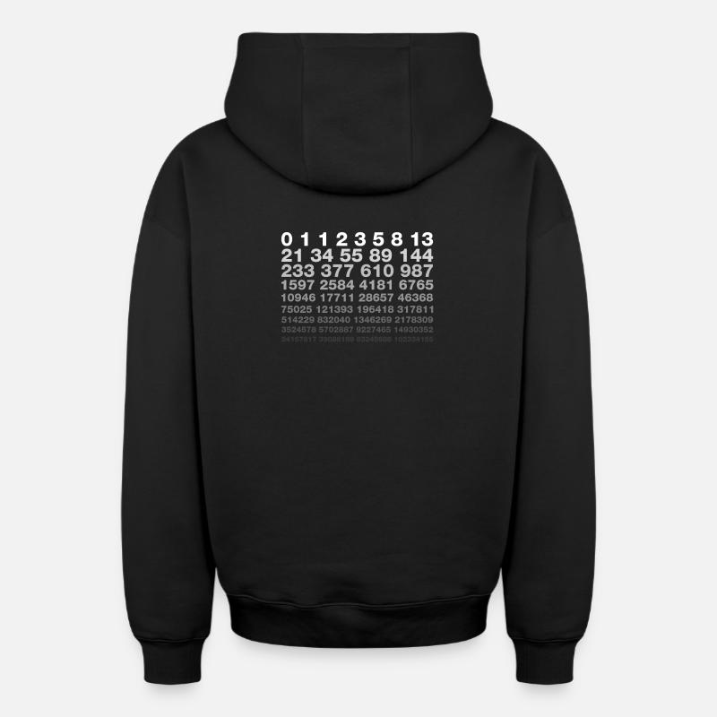 Fibonacci - Sweat à capuche unisexe zippé oversize épais SPREAD - noir