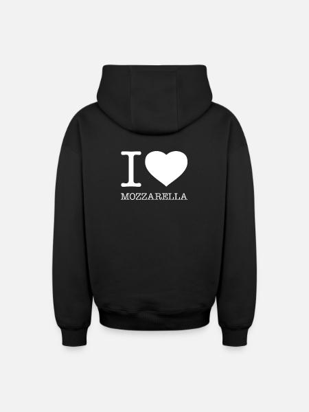 I LOVE MOZZARELLA - Oversized Heavyweight Unisex Zip Hoodie - black