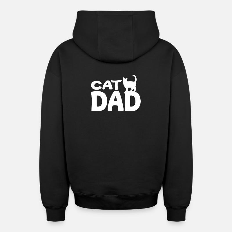 Papa Chat Silhouette Blanc - Sweat à capuche unisexe zippé oversize épais SPREAD - noir