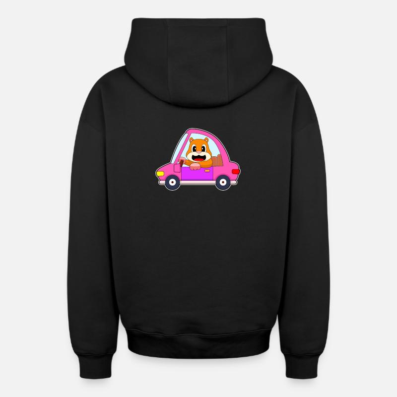 Voiture hamster - Sweat à capuche unisexe zippé oversize épais SPREAD - noir