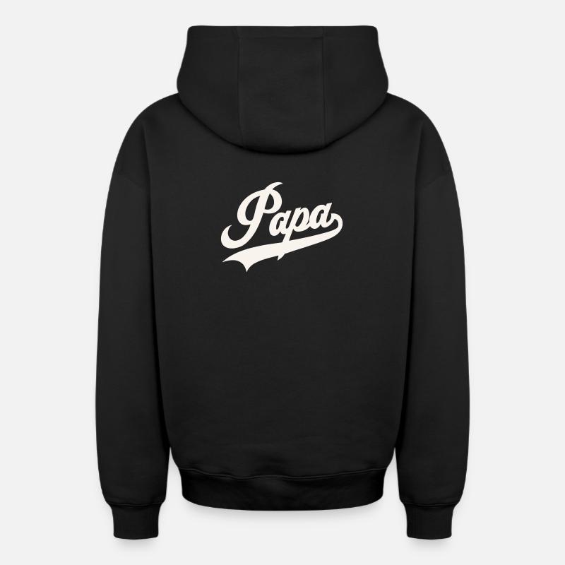 Classic Papa Script - Oversized Heavyweight Unisex Zip Hoodie - black