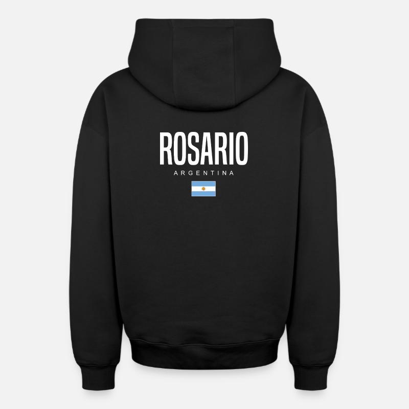 Rosario Argentine Argentin - Sweat à capuche unisexe zippé oversize épais SPREAD - noir