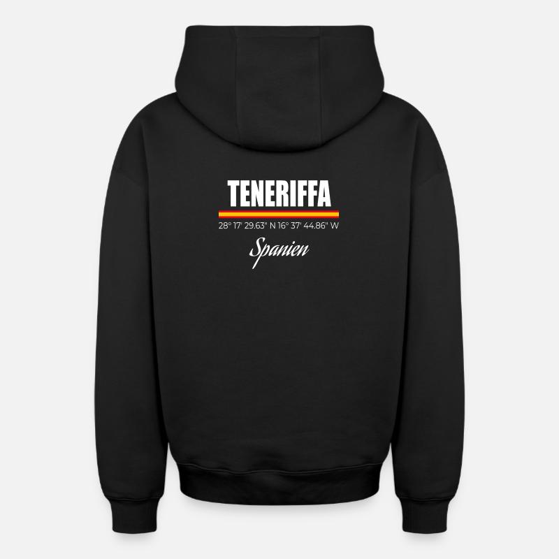 Ténérife - Sweat à capuche unisexe zippé oversize épais SPREAD - noir