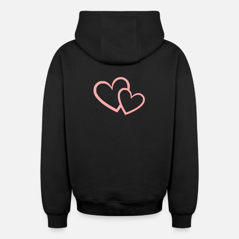Saint-Valentin Cœur Rose, St.valentin - Sweat à capuche unisexe zippé oversize épais SPREAD - noir