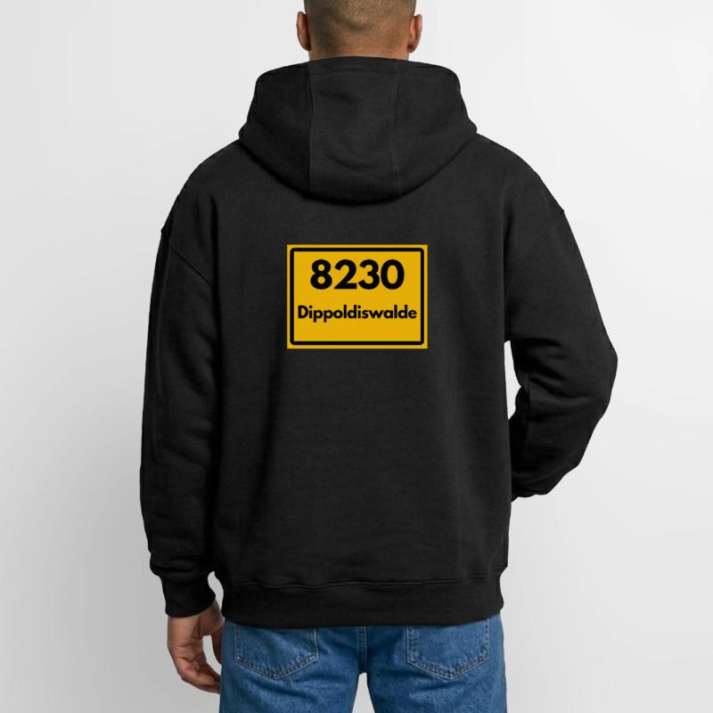 OLD POSTCODE ZIP CODE 8230 DIPPOLDISWALDE SAXONY Oversized Heavyweight Unisex Zip Hoodie