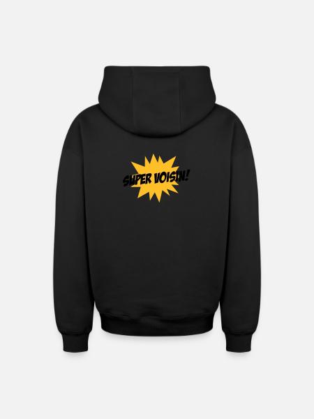 Super Voisin ! - Sweat à capuche unisexe zippé oversize épais SPREAD - noir