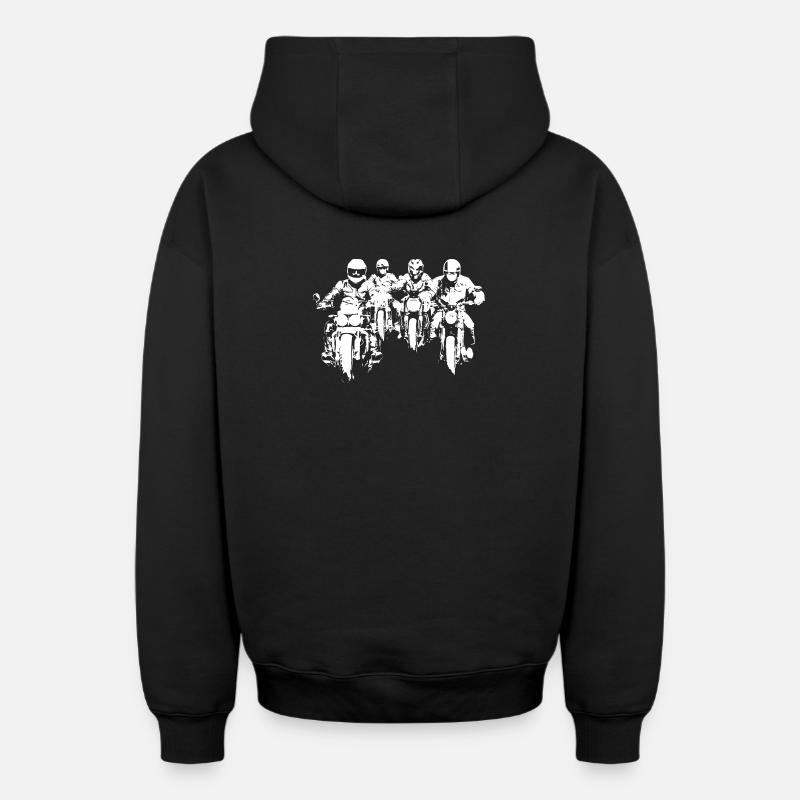Bikergroup blanc - Sweat à capuche unisexe zippé oversize épais SPREAD - noir