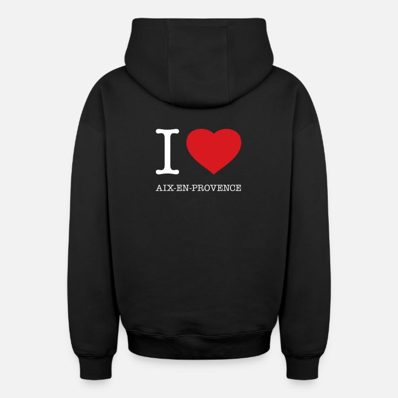 J’ADORE AIX EN PROVENCE - Sweat à capuche unisexe zippé oversize épais SPREAD - noir