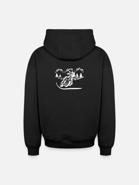 Motorrad Waldsilhouette - Oversized Heavyweight Unisex Zip Hoodie - Schwarz