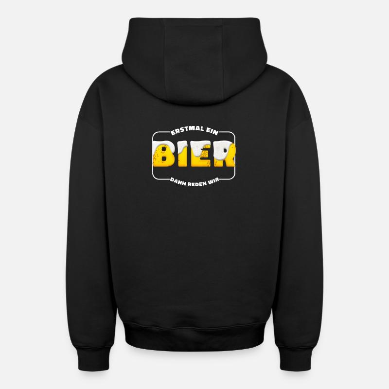 Première bière – barrage, parlons-en - Sweat à capuche unisexe zippé oversize épais SPREAD - noir