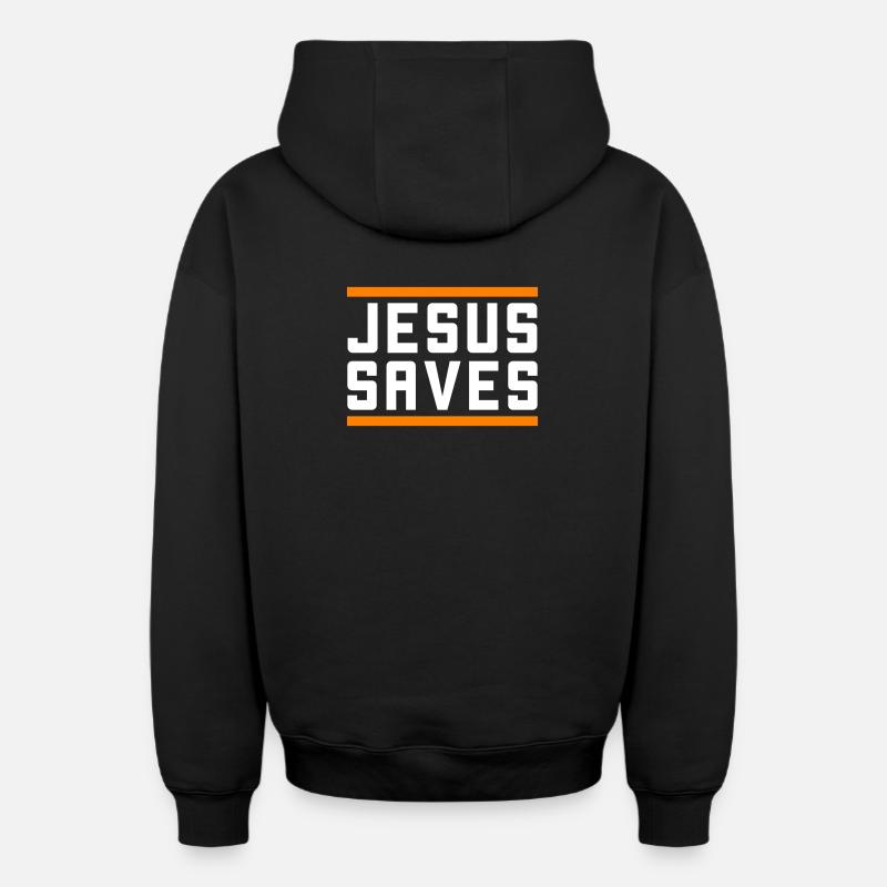 Jésus sauve d’une manière chrétienne - Sweat à capuche unisexe zippé oversize épais SPREAD - noir
