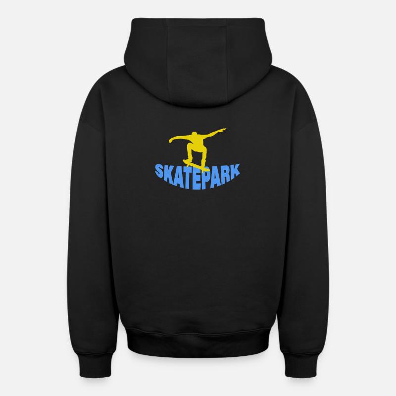 Skatepark - Sweat à capuche unisexe zippé oversize épais SPREAD - noir