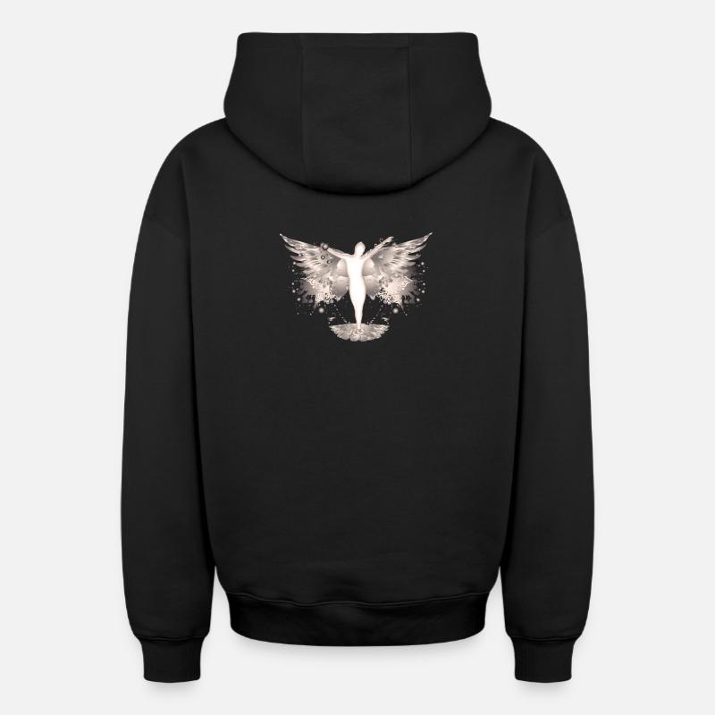 Ange - Sweat à capuche unisexe zippé oversize épais SPREAD - noir