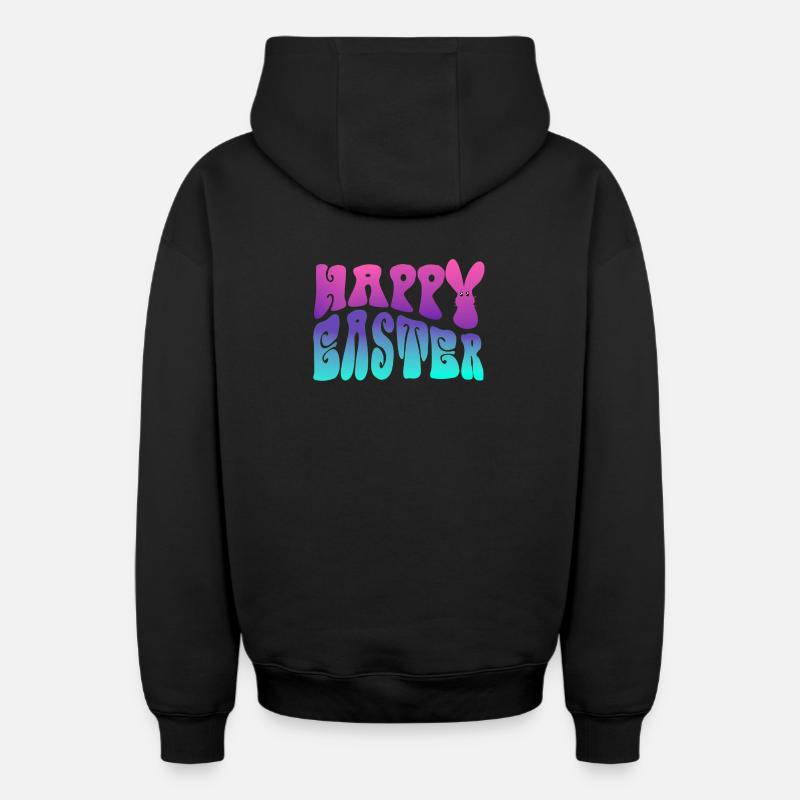 Lettrage de Pâques - Sweat à capuche unisexe zippé oversize épais SPREAD - noir