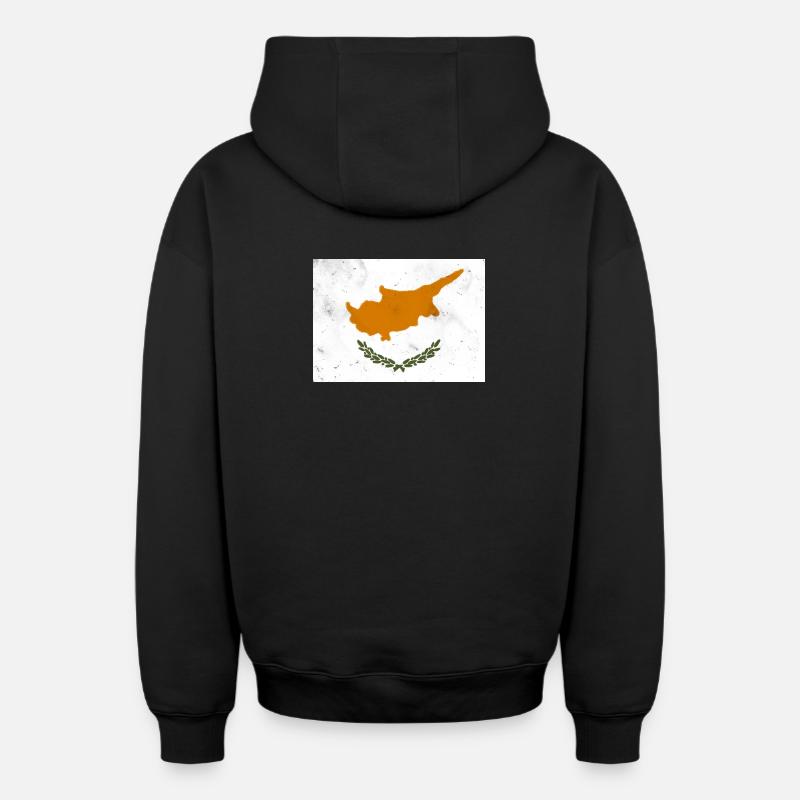 Drapeau de Chypre - Sweat à capuche unisexe zippé oversize épais SPREAD - noir
