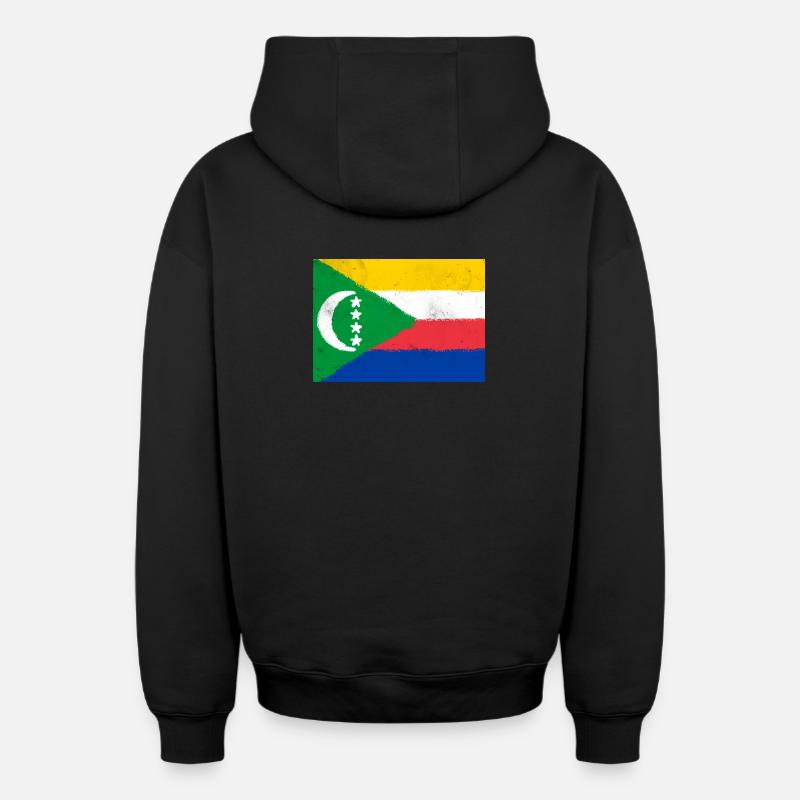 Drapeau des Comores - Sweat à capuche unisexe zippé oversize épais SPREAD - noir