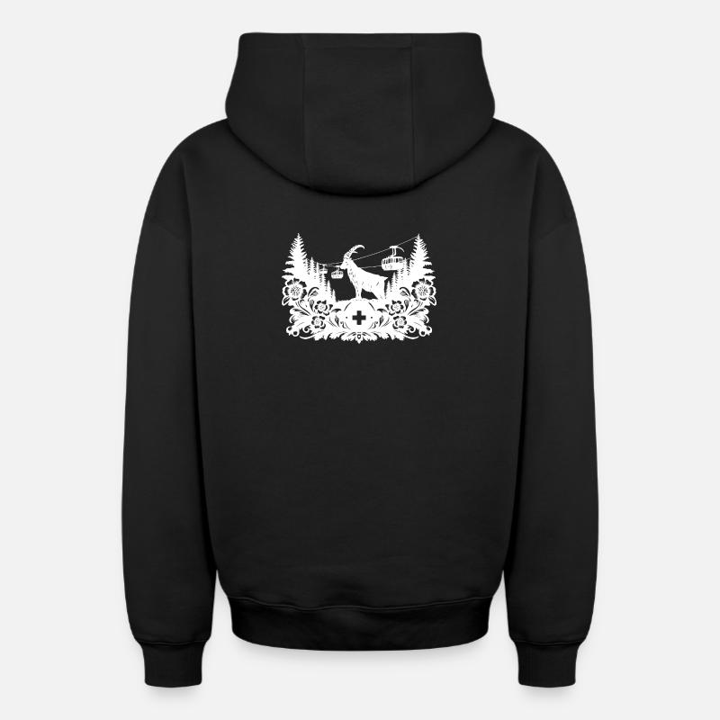 Steinbock_1_white_ - Sweat à capuche unisexe zippé oversize épais SPREAD - noir