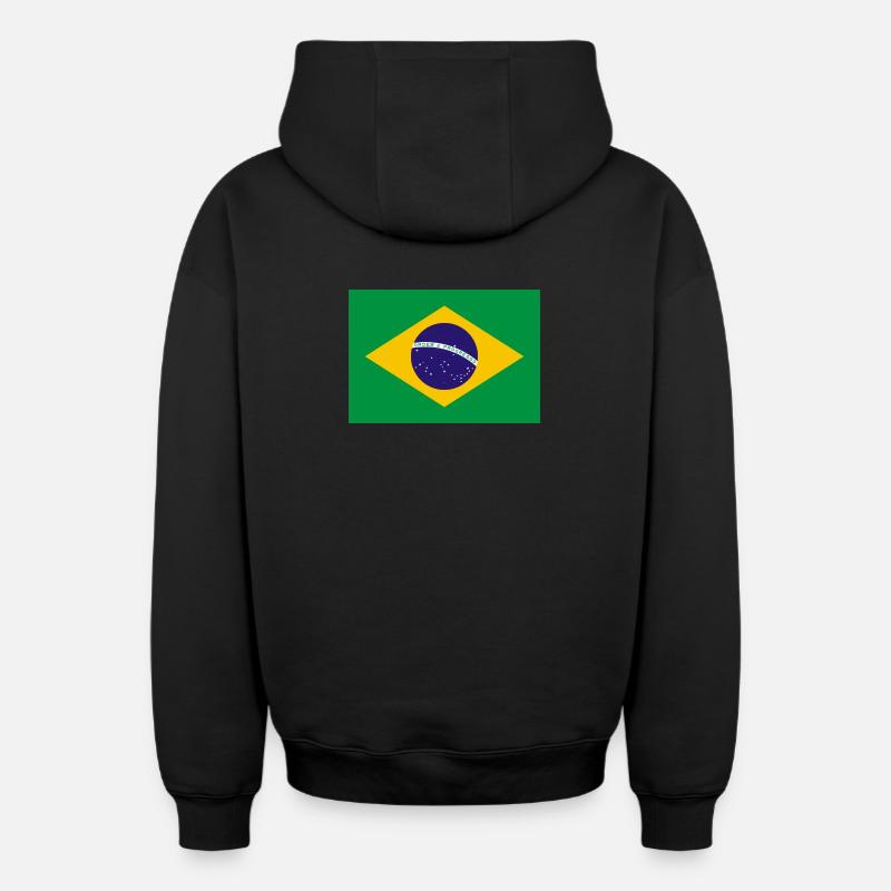 Brésil - Sweat à capuche unisexe zippé oversize épais SPREAD - noir