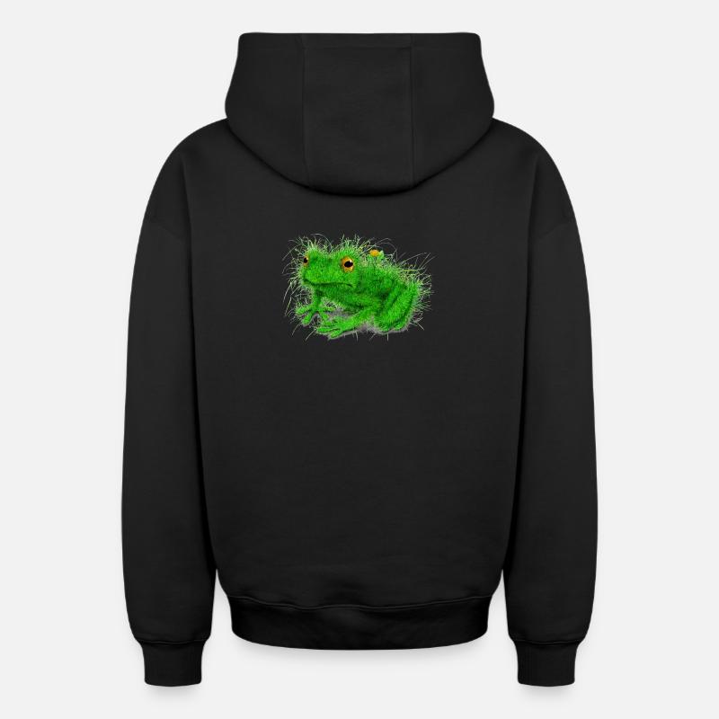Grenouille d’herbe - Sweat à capuche unisexe zippé oversize épais SPREAD - noir