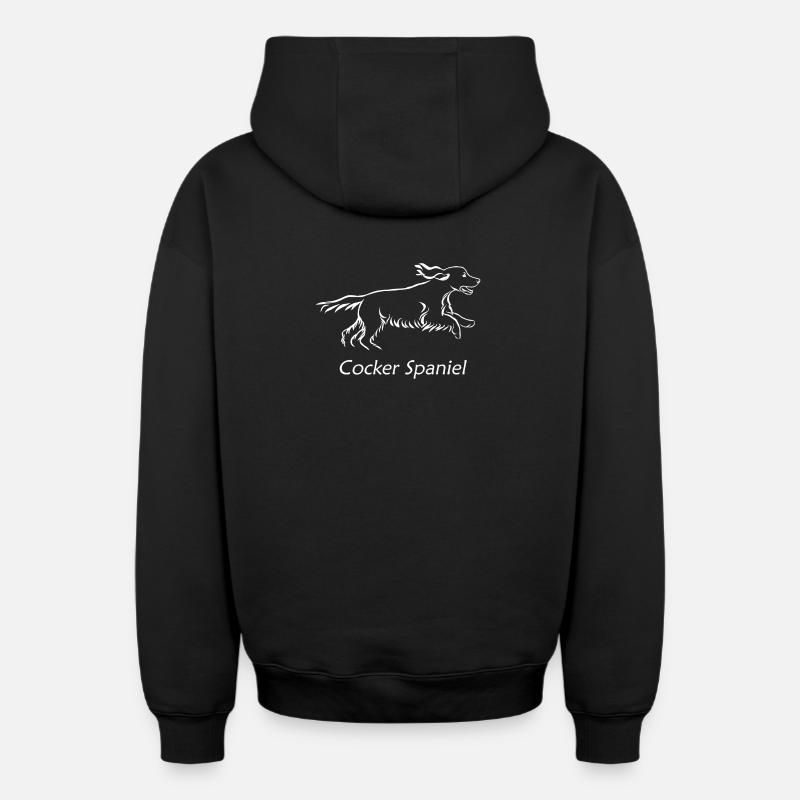 Cocker - Sweat à capuche unisexe zippé oversize épais SPREAD - noir