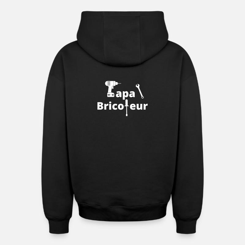 bricolage, bricoleur, bricoler, bricolage humour - Sweat à capuche unisexe zippé oversize épais SPREAD - noir
