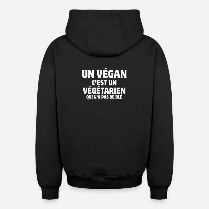 végan, végane, végétarien, alimentation - Sweat à capuche unisexe zippé oversize épais SPREAD - noir