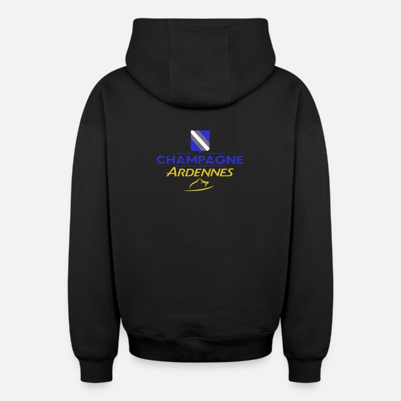 Design champardennais - Sweat à capuche unisexe zippé oversize épais SPREAD - noir