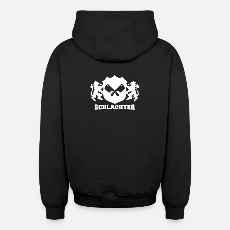 Emblème du boucher - Sweat à capuche unisexe zippé oversize épais SPREAD - noir