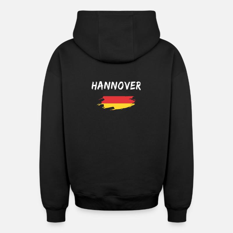 Hanovre Allemagne Drapeau - Sweat à capuche unisexe zippé oversize épais SPREAD - noir