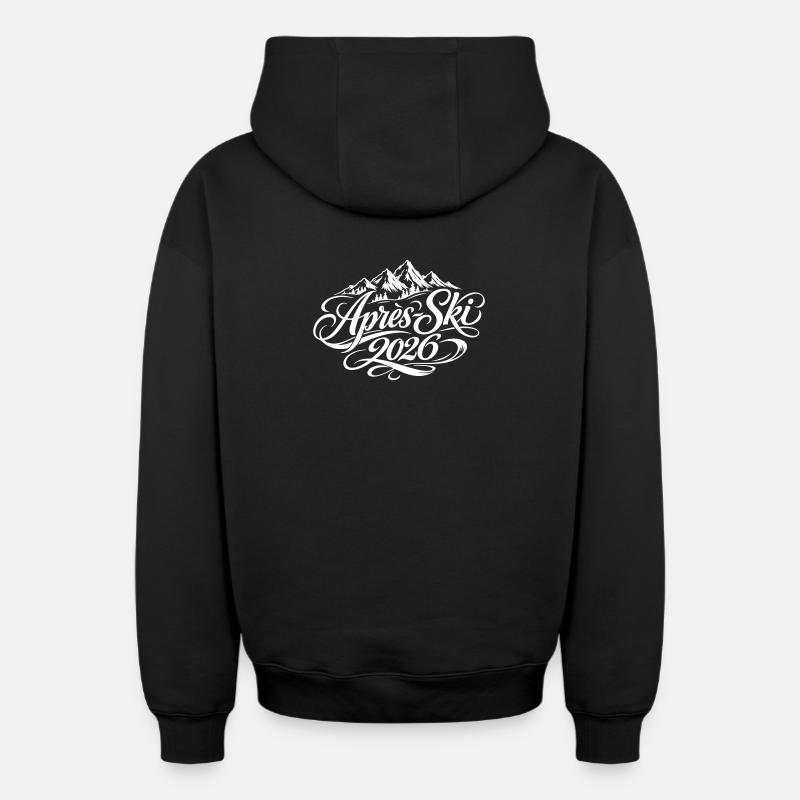 Après-ski 2026 - Sweat à capuche unisexe zippé oversize épais SPREAD - noir