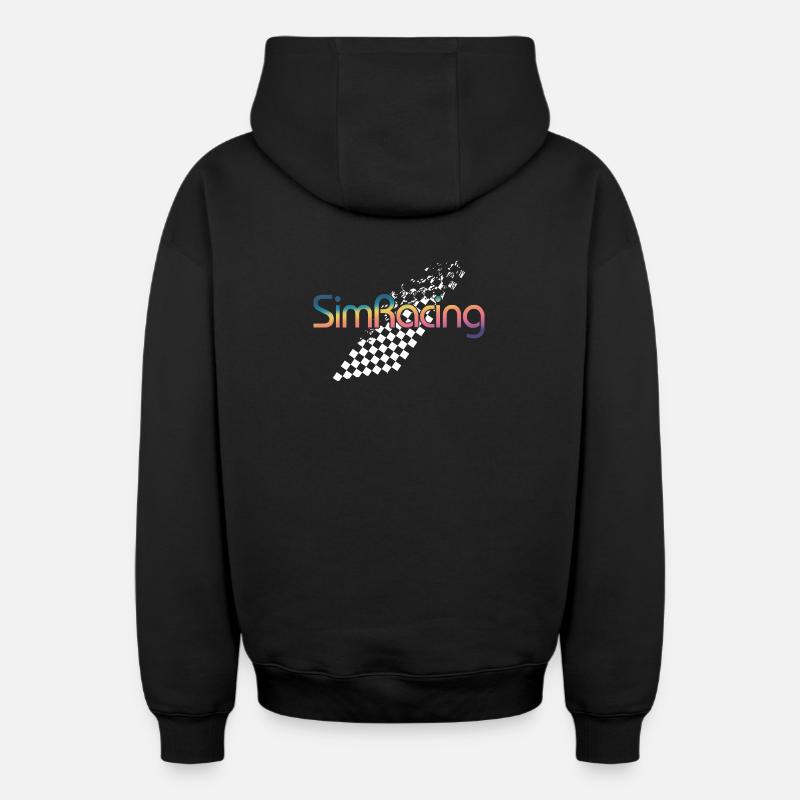SimRacing Gradient Logo - Oversized Heavyweight Unisex Zip Hoodie - black