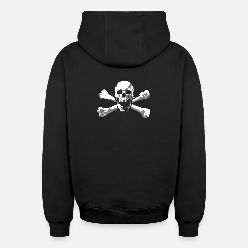 Skull & Bones - Sweat à capuche unisexe zippé oversize épais SPREAD - noir