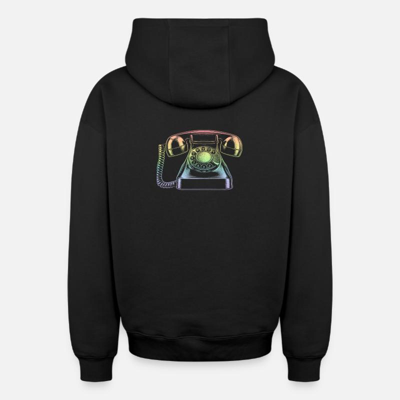 téléphone - Sweat à capuche unisexe zippé oversize épais SPREAD - noir