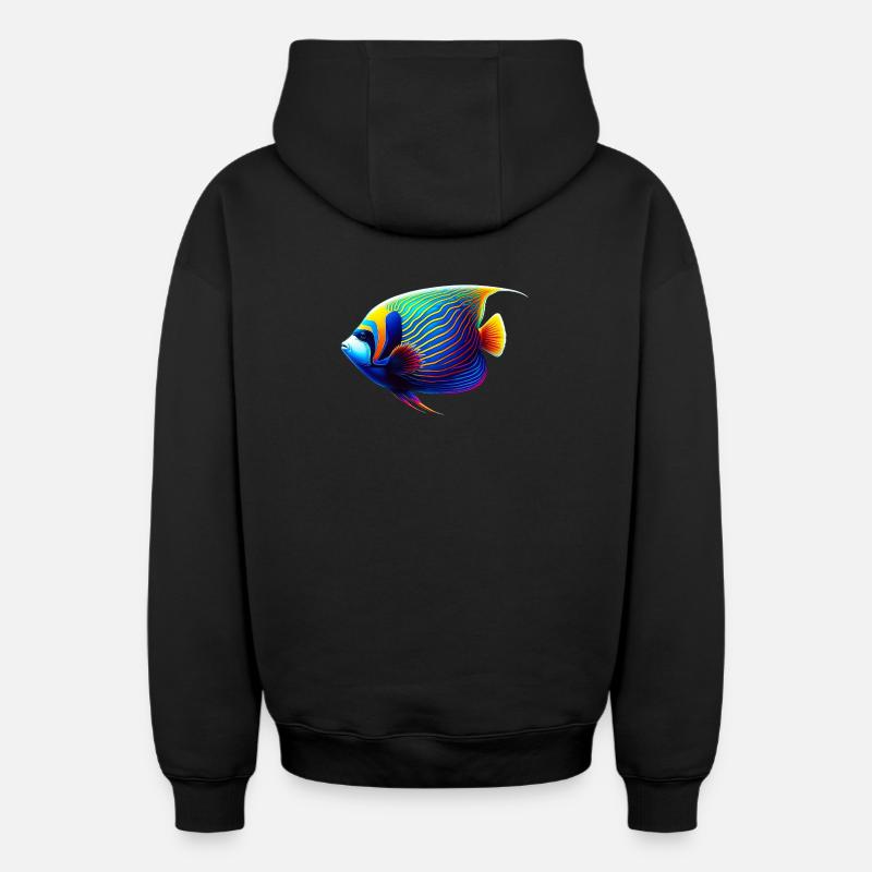 Poisson ange empereur - Sweat à capuche unisexe zippé oversize épais SPREAD - noir