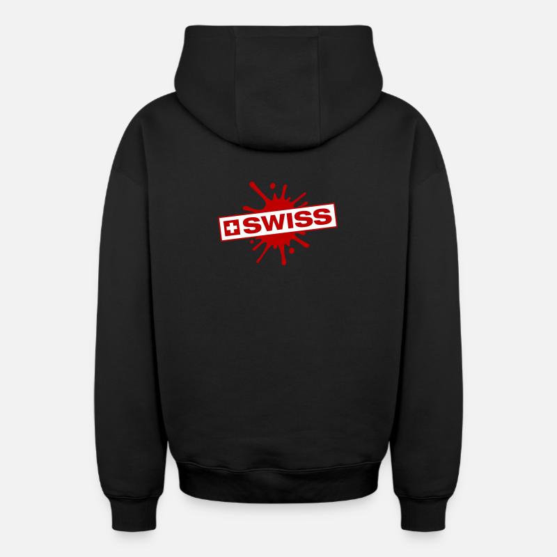 Blobs de Suisse - Sweat à capuche unisexe zippé oversize épais SPREAD - noir