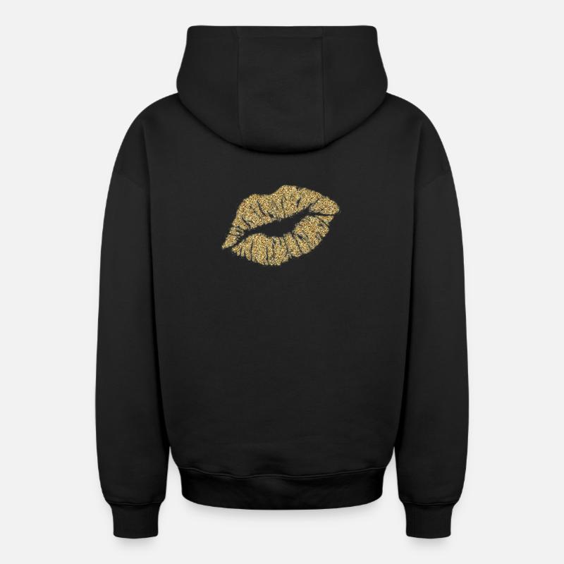 Baiser en or - Sweat à capuche unisexe zippé oversize épais SPREAD - noir